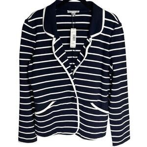 NWT Pendleton Women's Stripped Navy White Unlined Blazer Size Large MSRP $160